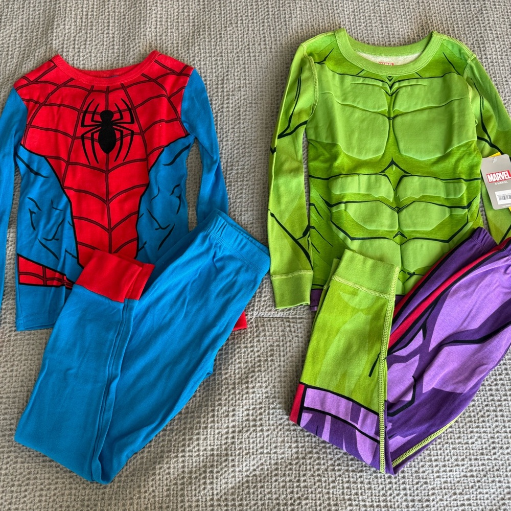 Marvel Spider-Man and Hulk Kids Pajama Set - Red, Blue, Green, Purple
